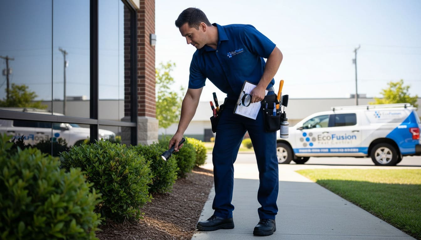 local exterminator in Secane inspecting outdoor area